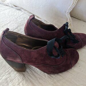 Anthropologie Dolce Vita Burgundy/Wine Suede Lace Up Booties